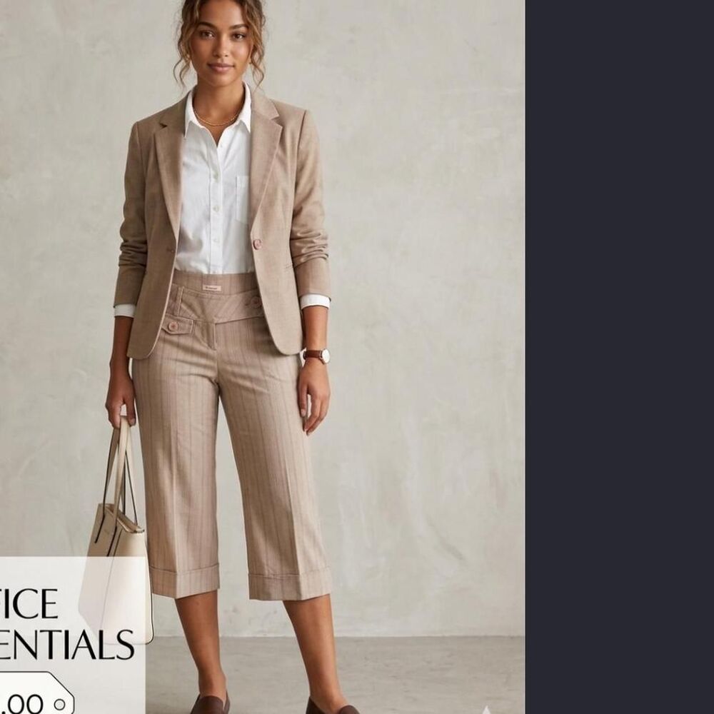 Papaya Women's Brown and Tan Pinstripe Capri Slacks